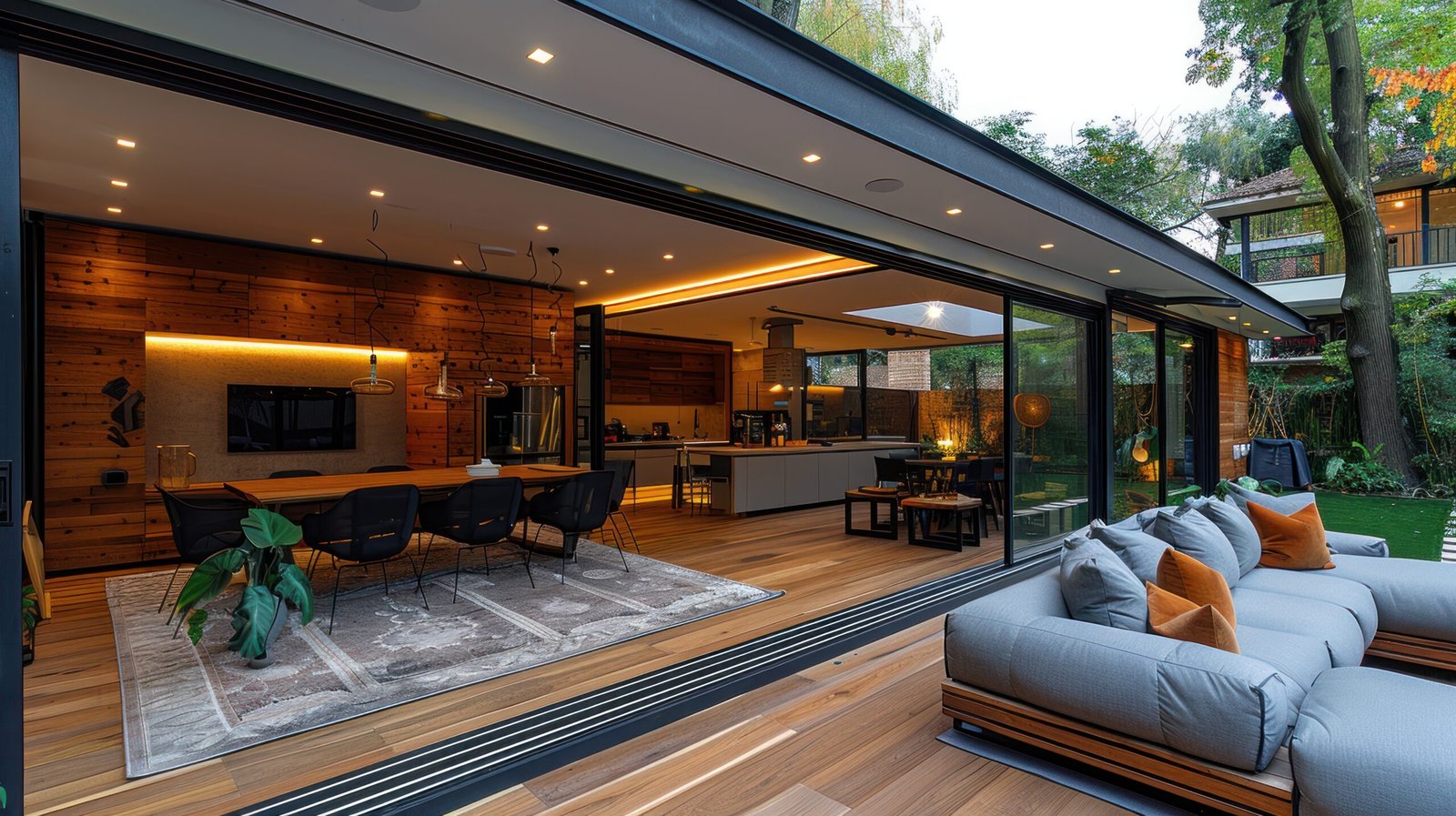 modern house with large sliding doors